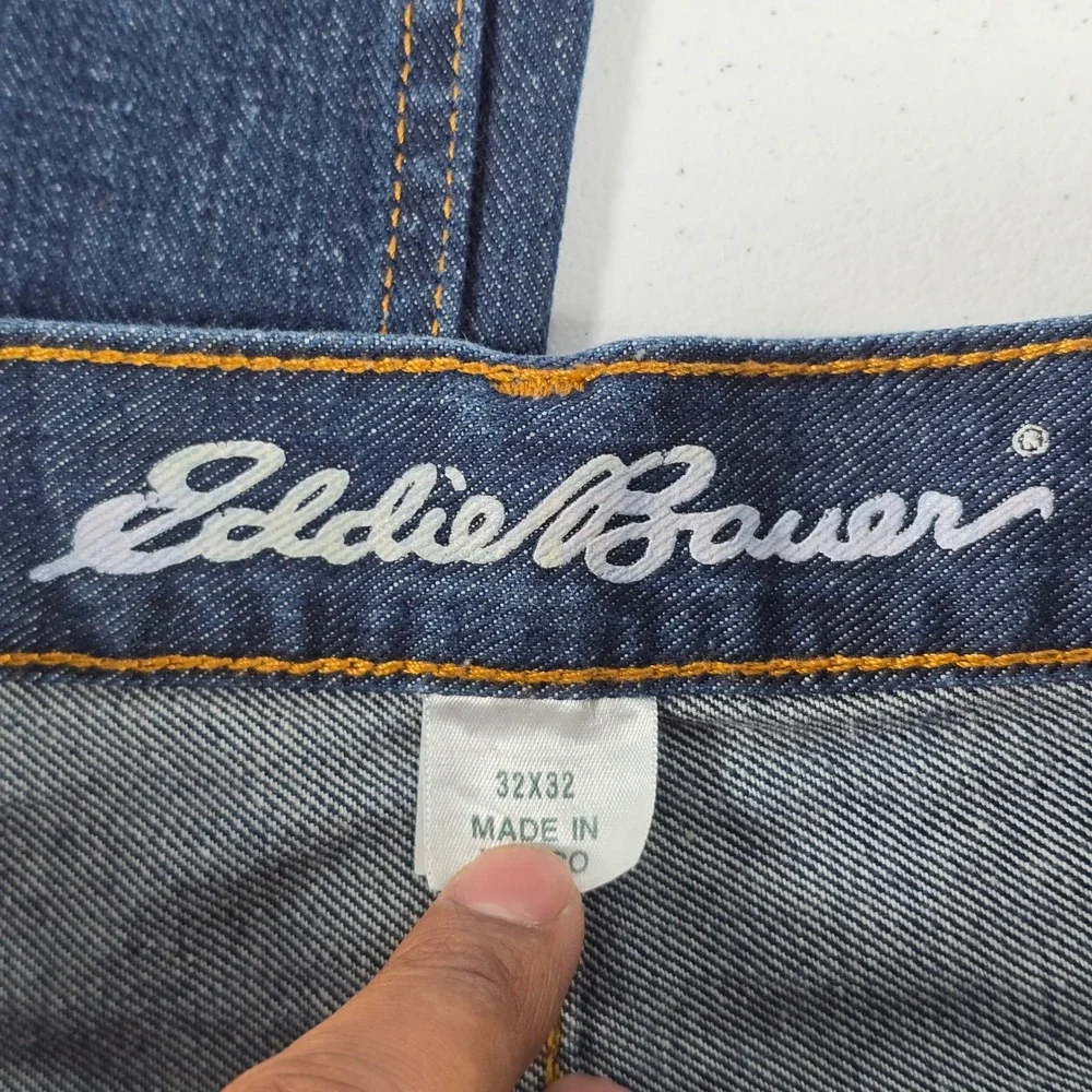 Eddie Bauer Mens Straight Fit Dark Wash 100% Cotton Denim Blue Jeans 32x32